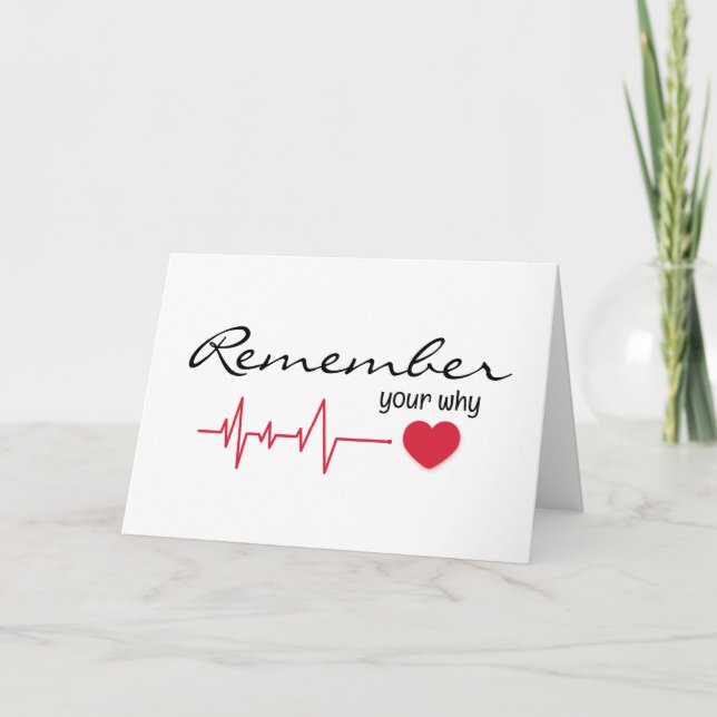 Inspiring Quote With Red Heartbeat Card (Front)