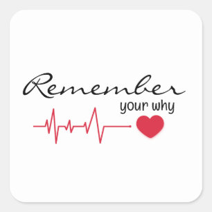 Inspiring Quote With Red Heartbeat Square Sticker