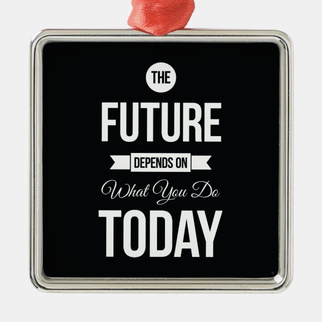 Inspiring Quotes The Future Black Metal Tree Decoration (Front)