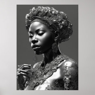 "Inspiring Radiance: 3D Sculpture of Beauty Poster