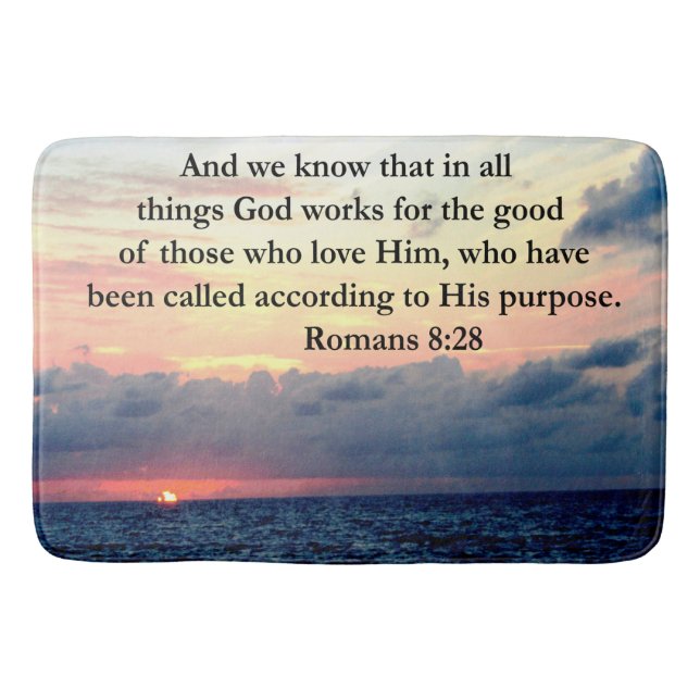 INSPIRING ROMANS 8:28 DESIGN BATH MAT (Front)