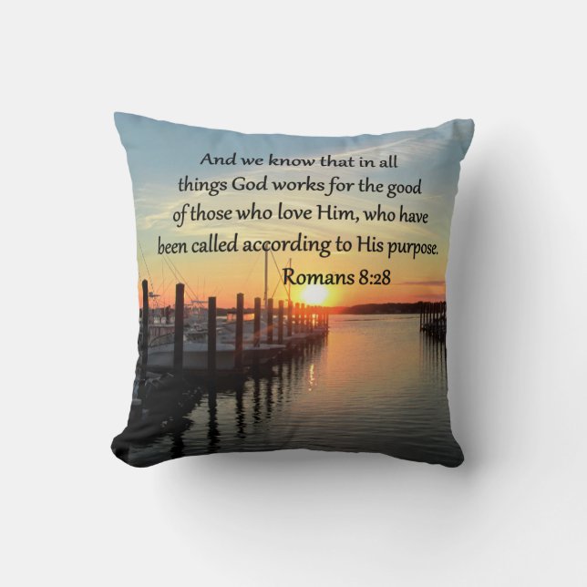 INSPIRING ROMANS 8:28 DESIGN CUSHION (Front)