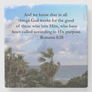 INSPIRING ROMANS 8:28 DESIGN STONE COASTER
