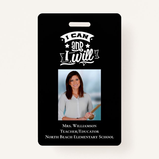 Inspiring School Volunteer Staff Teacher ID Photo  ID Badge (Front)