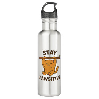  Inspiring "Stay pawsitive" Quote Print 710 Ml Water Bottle