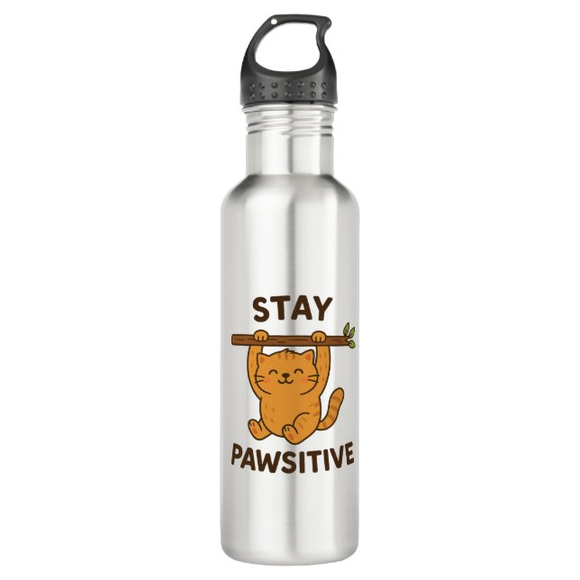  Inspiring "Stay pawsitive" Quote Print 710 Ml Water Bottle (Front)