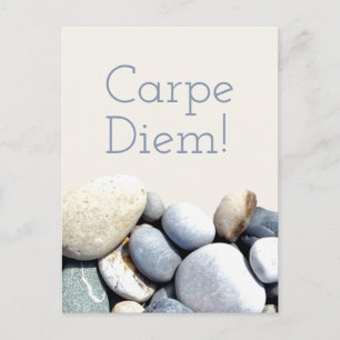 Inspiring Stylish Carpe Diem Pebble Stones Postcard