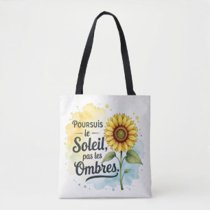 Inspiring Sunflower Tote Bag – Quote 'Chase