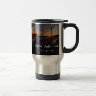 Inspiring Sunset colourful travel mug design 
