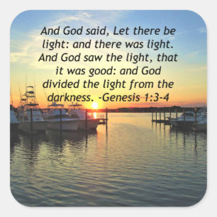INSPIRING SUNSET GENESIS 1:3 PHOTO DESIGN SQUARE STICKER