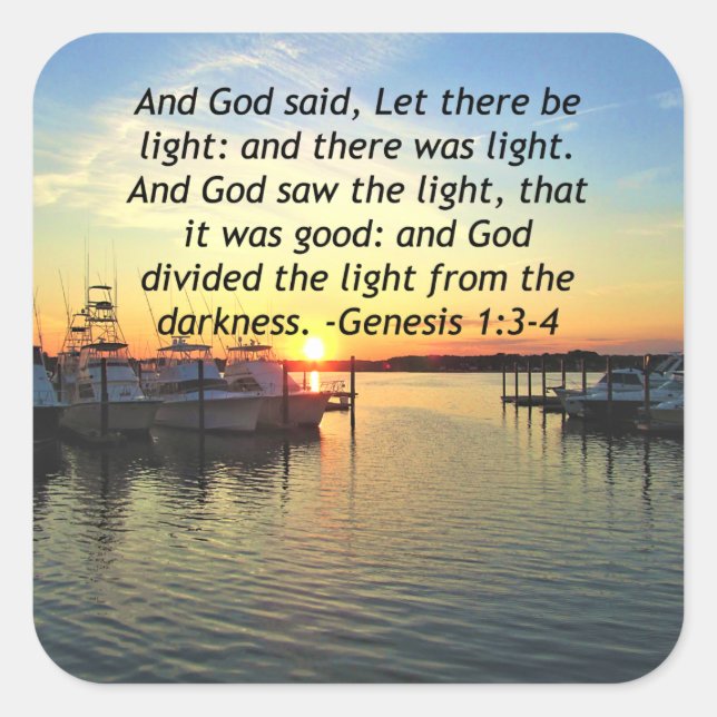 INSPIRING SUNSET GENESIS 1:3 PHOTO DESIGN SQUARE STICKER (Front)