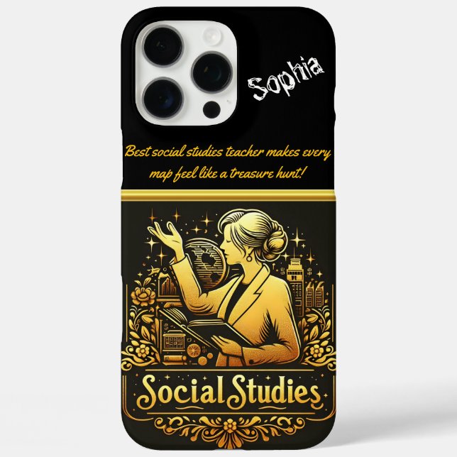 Inspiring Teacher Presenting Social Studies Case-Mate iPhone Case (Back)