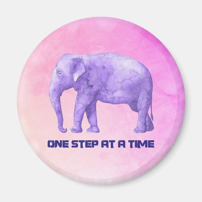 Inspiring Typography Purple Watercolor Elephant Magnet (Front)