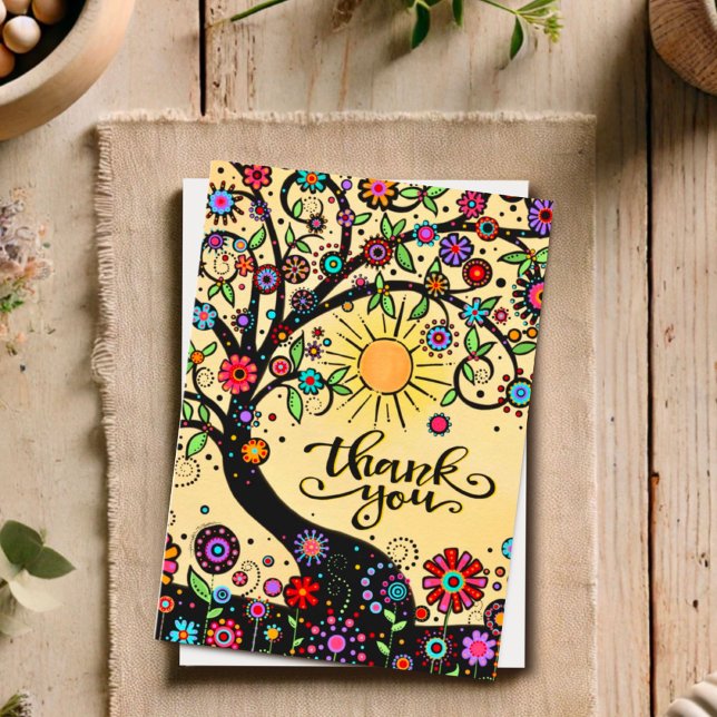 Inspirivity Thank You Whimsical Floral Tree Card (Creator Uploaded)