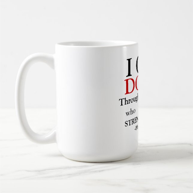 Inspring PHILIPPIANS 4:13 Coffee Mug (Left)