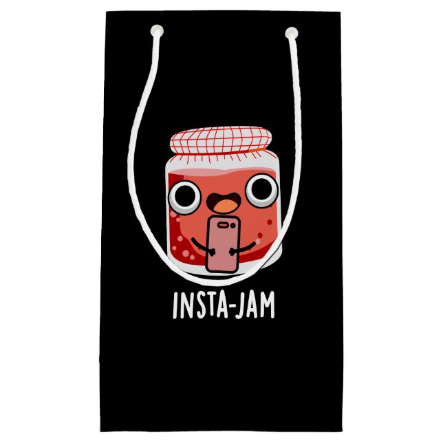Insta-jam Funny Social Media Jam Pun Dark BG Small Gift Bag (Front)