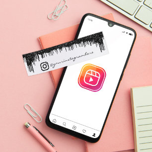 Instagra Social Media Logo Event RSVP Black Drips Mini Business Card