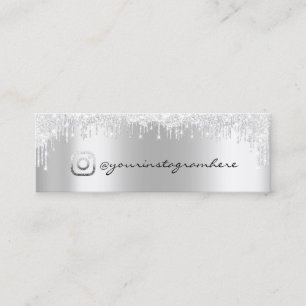 Instagra Social Media Logo Silver RSVP Grey Drips Mini Business Card
