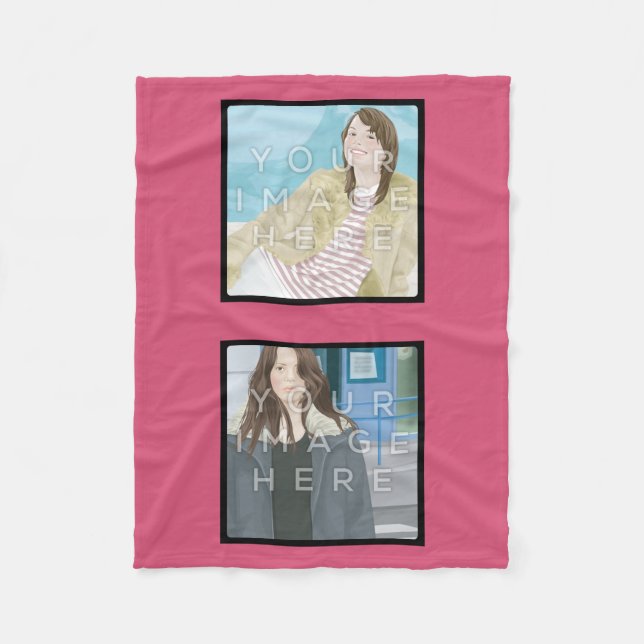 Instagram 2-Photo Pink Custom Fleece Blanket (Front)
