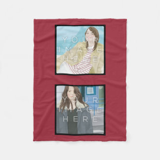 Instagram 2-Photo Red Custom Fleece Blanket