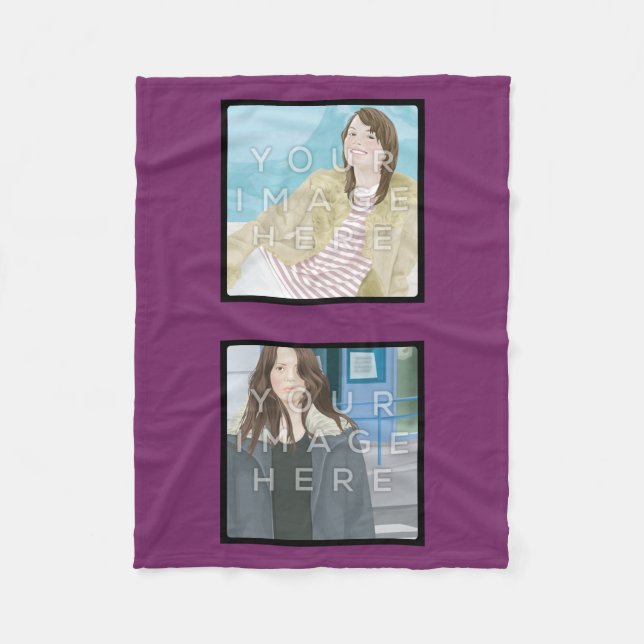 Instagram 2-Photo Violet Custom Fleece Blanket (Front)