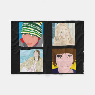 Instagram 4-Photo Black Custom Fleece Blanket