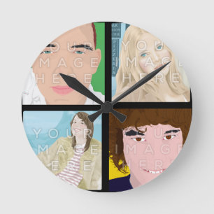 Instagram 4 Photo Personalised Round Wall Clock