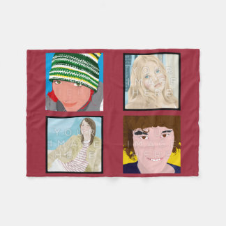 Instagram 4-Photo Red Custom Fleece Blanket