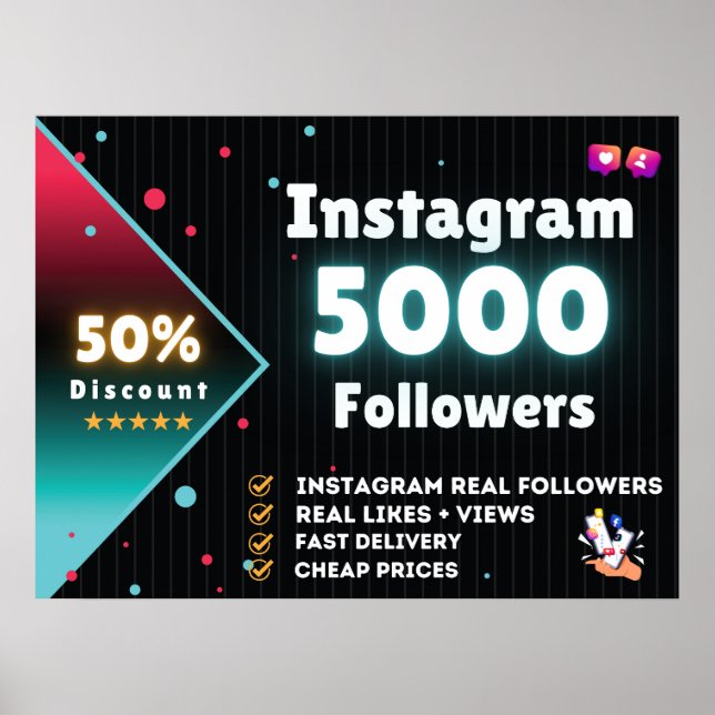 Instagram 5.000 Followers | Buy Instagram Follower Poster (Front)