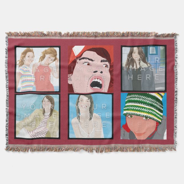 Instagram 6-Photo Dp Pink Custom Throw Blanket (Front)
