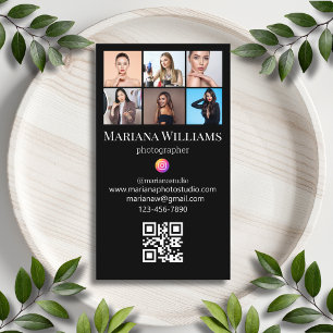 instagram 6 photos collage qr code black business card