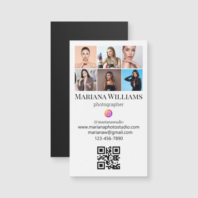 instagram 6 photos qr code modern business magnet (Front/Back)