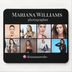instagram 8 photos collage black small business mouse mat
