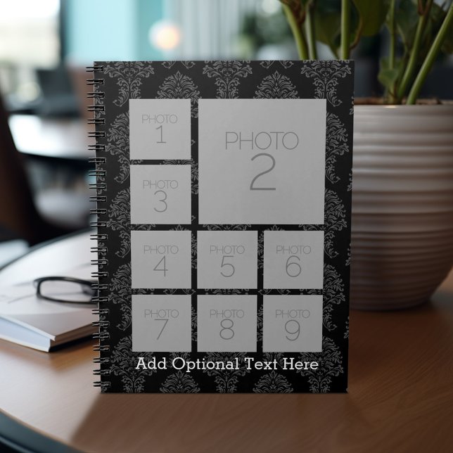 Instagram 9 Photo Collage change background colour Notebook (Personalized notebook - add photos and custom text)