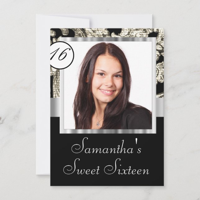 Instagram and damask sweet sixteen invitation (Front)