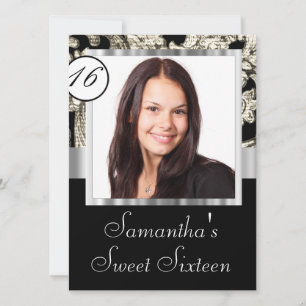 Instagram and damask sweet sixteen invitation