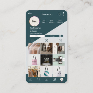 Instagram Business Cards QR Code Dark Green Card