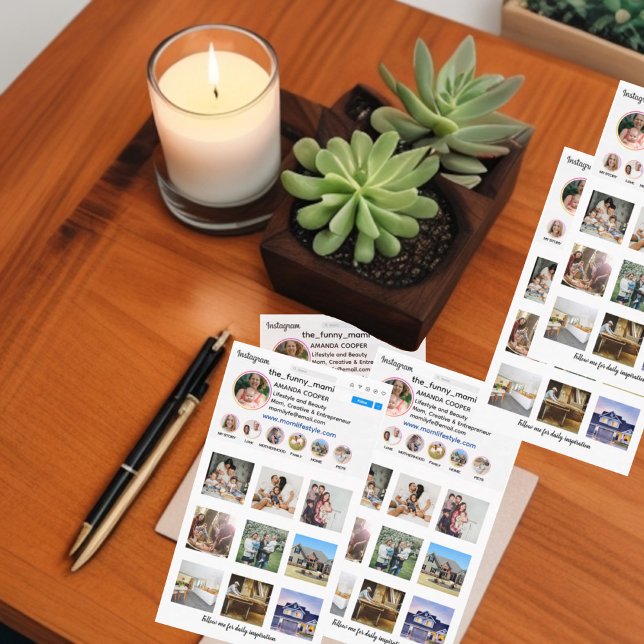 Instagram collage style business card (Instagram promotional business card. To promote your instagram and increase your likes and followers)