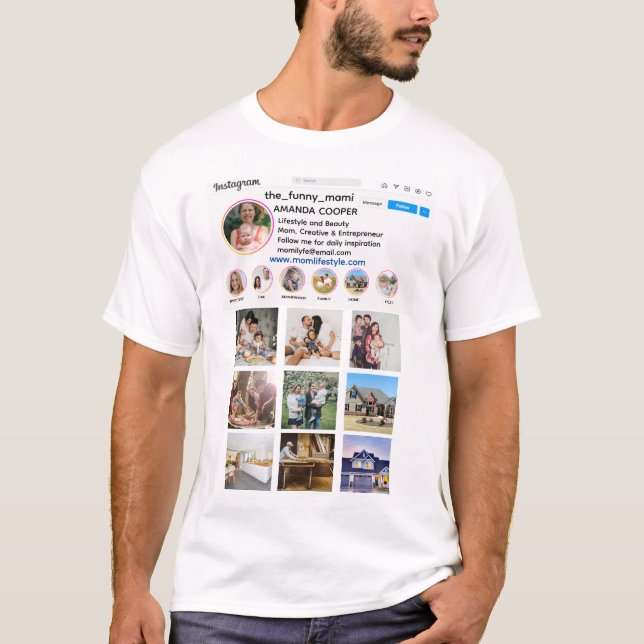 Instagram collage style photo promotion T-Shirt (Front)