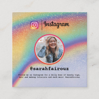 Instagram Colourful Photo Trendy Holographic  Calling Card