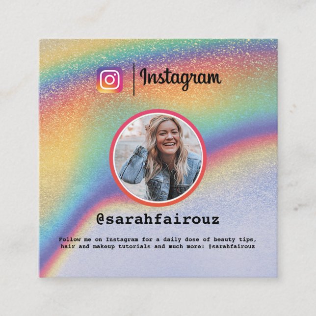 Instagram Colourful Photo Trendy Holographic  Calling Card (Front)
