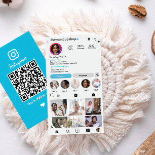 Instagram Custom Blue QR Code   Social Media  Business Card