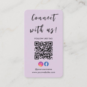 Instagram Facebook Qr Code Connect With Us Purple Business Card