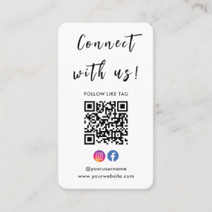 Instagram Facebook Qr Code Connect With Us White Business Card