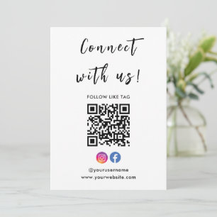 Instagram Facebook Qr Code Connect With Us White Invitation