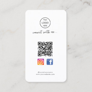 Instagram Facebook QR code Pink business card fo