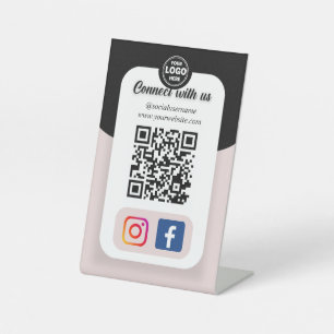Instagram Facebook QR Code Social Media Pedestal Sign