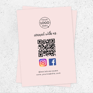 Instagram Facebook QR Code   Social Media Pink Enclosure Card
