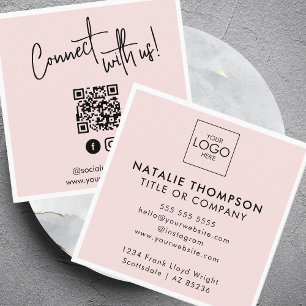 Instagram Facebook Social Media Minimalist QR Code Square Business Card