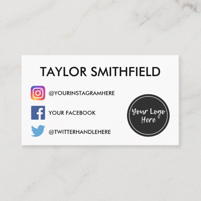 Instagram facebook twitter business card (Front)